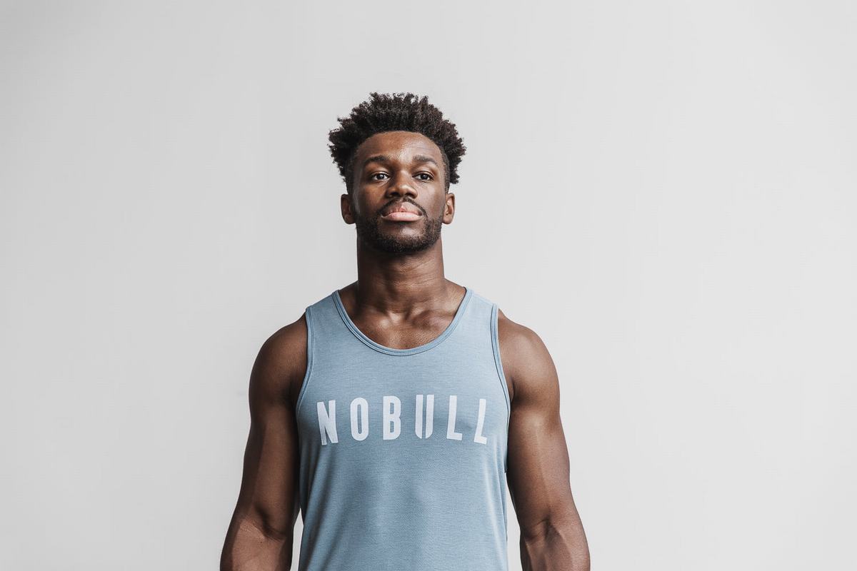 Nobull Men's Tank Tops Blue | Australia (PA1208)